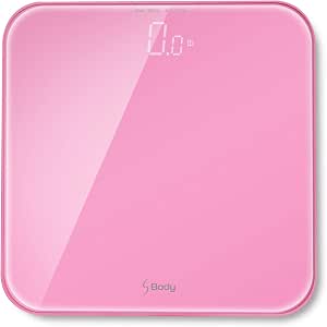 VisionTechShop S Body High Precision Ultra Wide Digital Body Weight Bilancia da bagno fino a 180 kg, super trasparente, grande display a LED, tecnologiaStep-On, colore: rosa