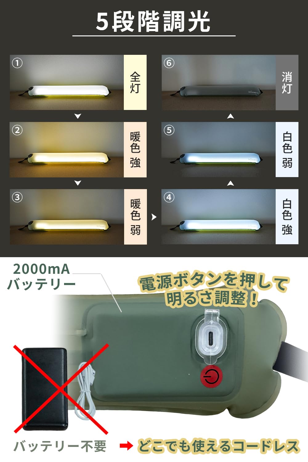 Amazon.co.jp: FUTUREFOX エアライト LEDランタン エアー チューブ