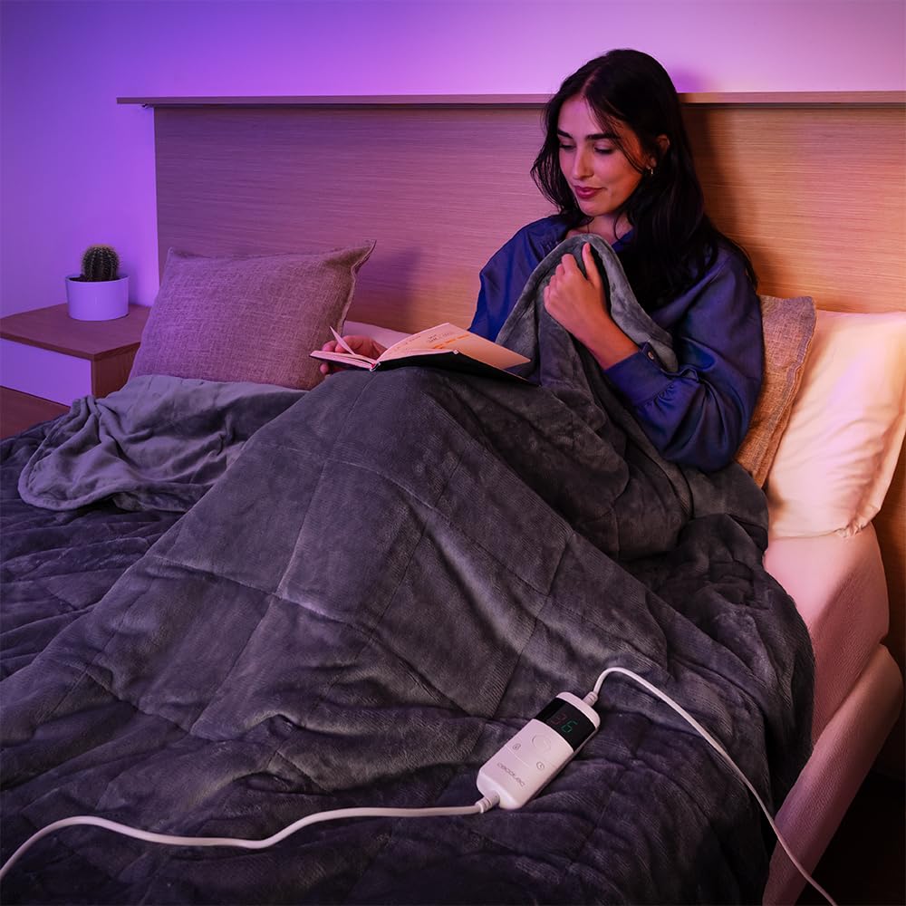 Cecotec Coperta Elettrica 180x200 cm HeatConfort Weighted. 9 kg 10 Livelli Temperatura, 5 Timer, 200W, Sollievo Muscolare e Rilassamento Totale, Sicurezza PTC e NTC