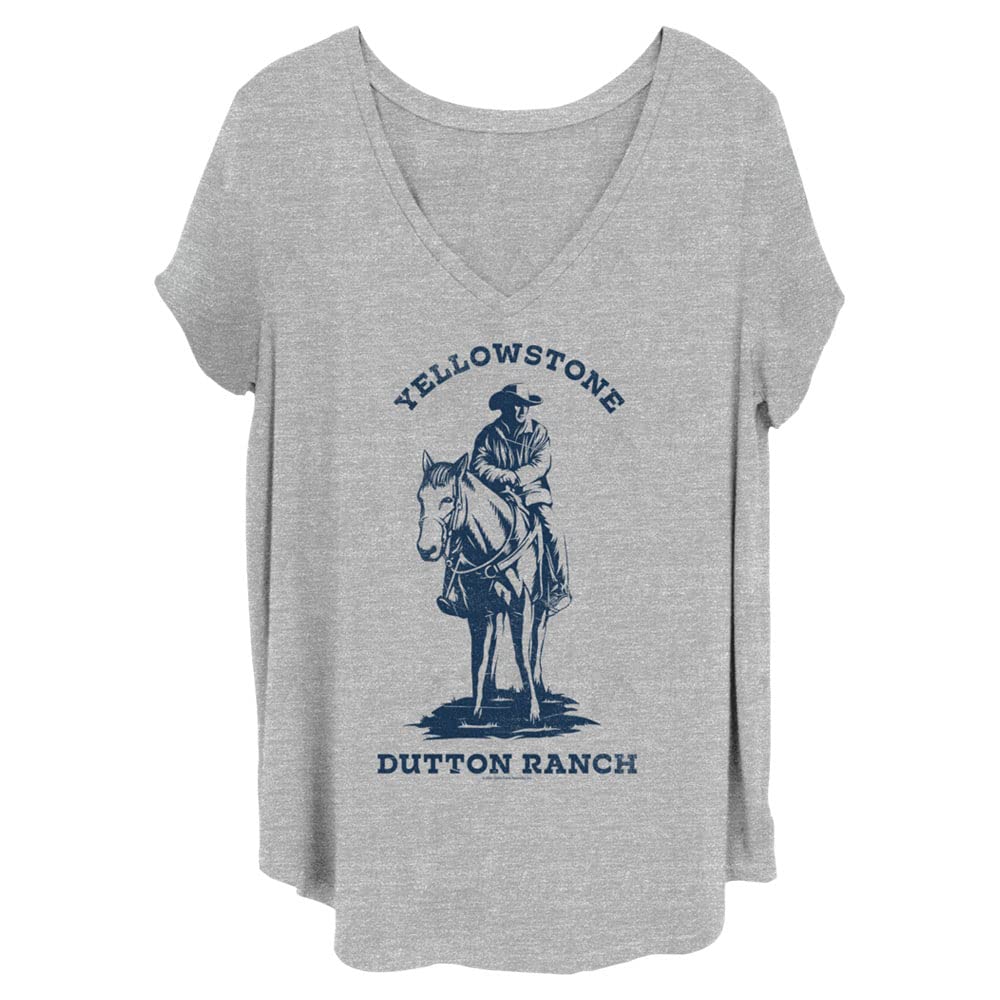 Yellowstone Women's Size Dutton Ranch Junior's Plus V-Neck Tee Shirt