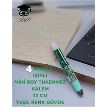 4 Renkli I kl  Mini Boy T kenmez Kalem, 11 cm, Ye il G vde