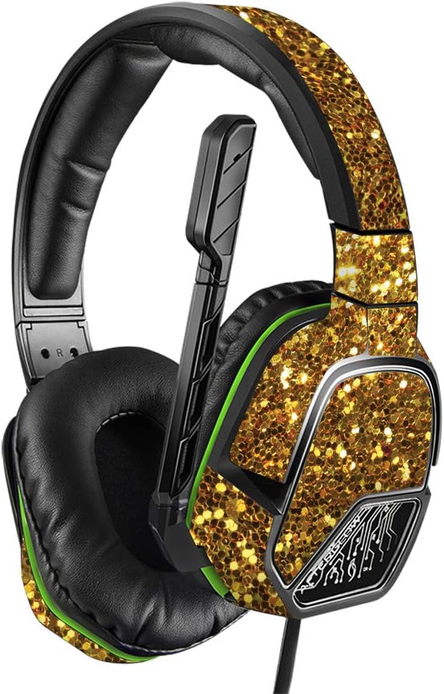 MightySkins Skin Compatible with PDP Xbox One Afterglow LVL 3 Headset - Gold Dazzle | Protective, Durable, and Unique Vinyl wrap Cover | Easy to Apply, Remove, and Change Styles | Made in The USA