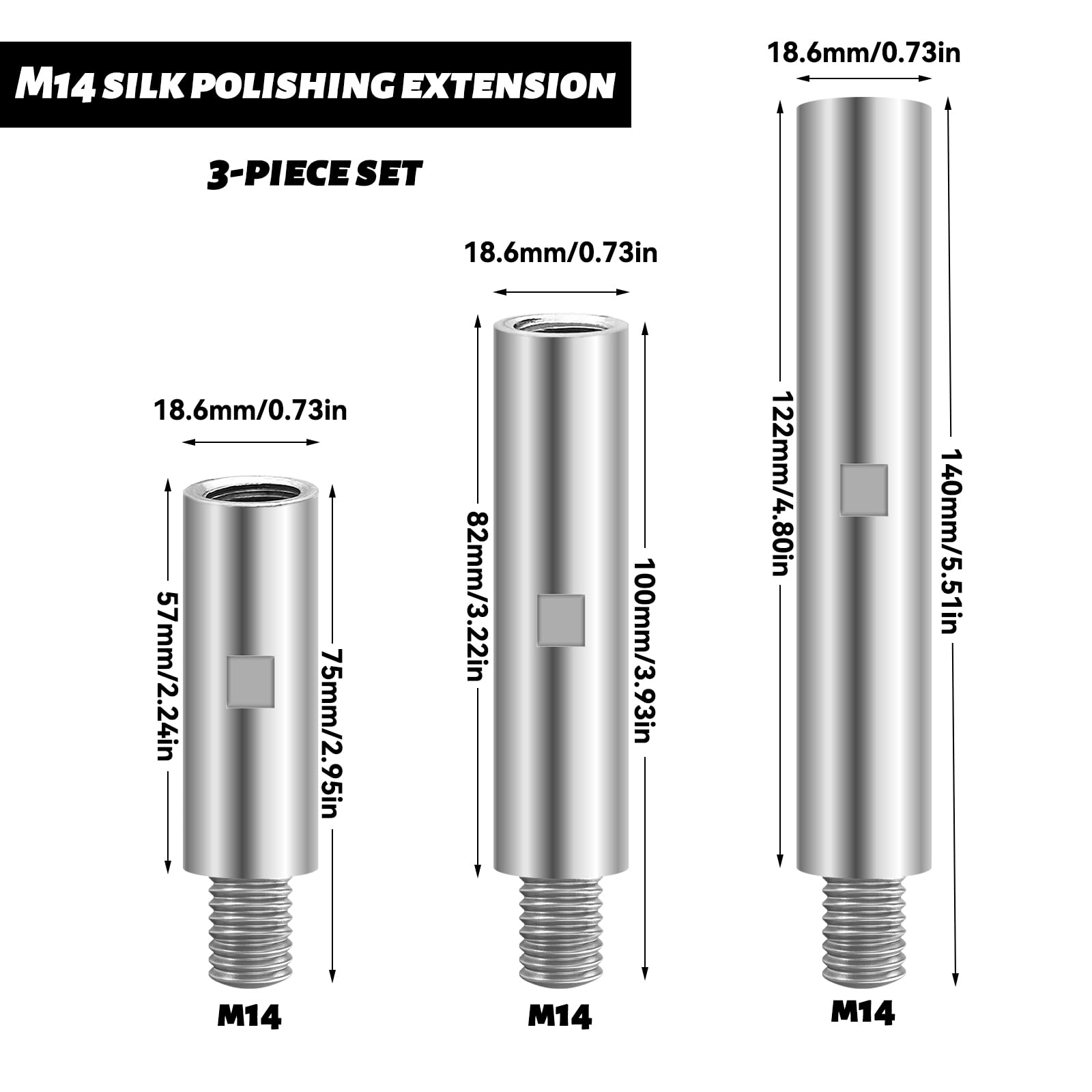 3 Pezzi M14 Prolunga Accessori per Smerigliatrice Angolare - 75mm, 100mm, 140mm Supporto Smerigliatrice Angolare
