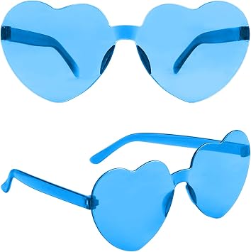 2 PCS Blue Heart Shaped Sunglasses Women for Party