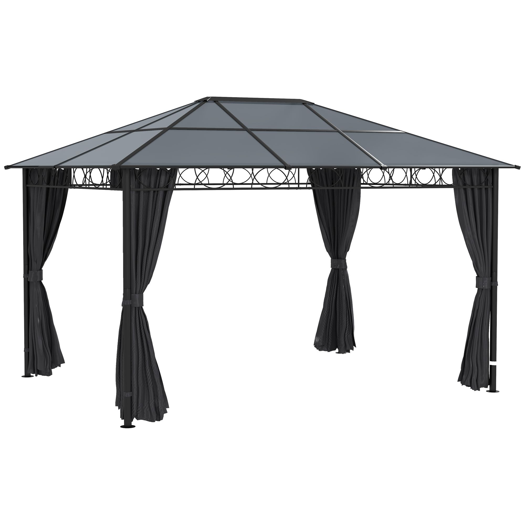 Outsunny Large Gazebo - Light Grey - Polycarbonate Roof