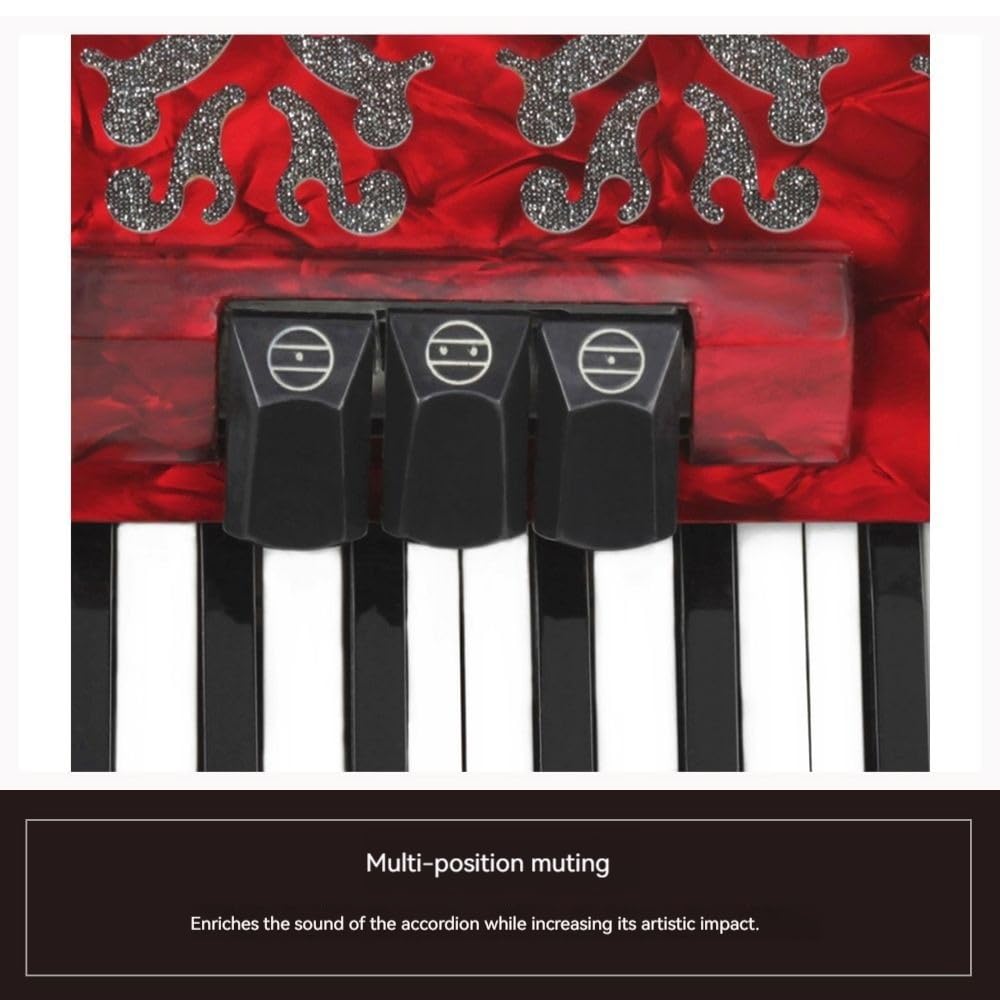 Fisarmonica a 26 tasti e 48 bassi, corpo in ABS, superficie blu con vernice for pianoforte, interruttore audio, adatta a principianti e professionisti, custodia inclusa e nastro for chitarra