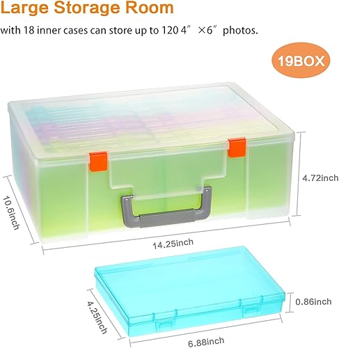 Miniatura 3 de Caja de almacenamiento de fotos de 4 x 6, 18 fundas interiores extra grandes, organizador de fotos grande sin ácidos, caja de almacenamiento de