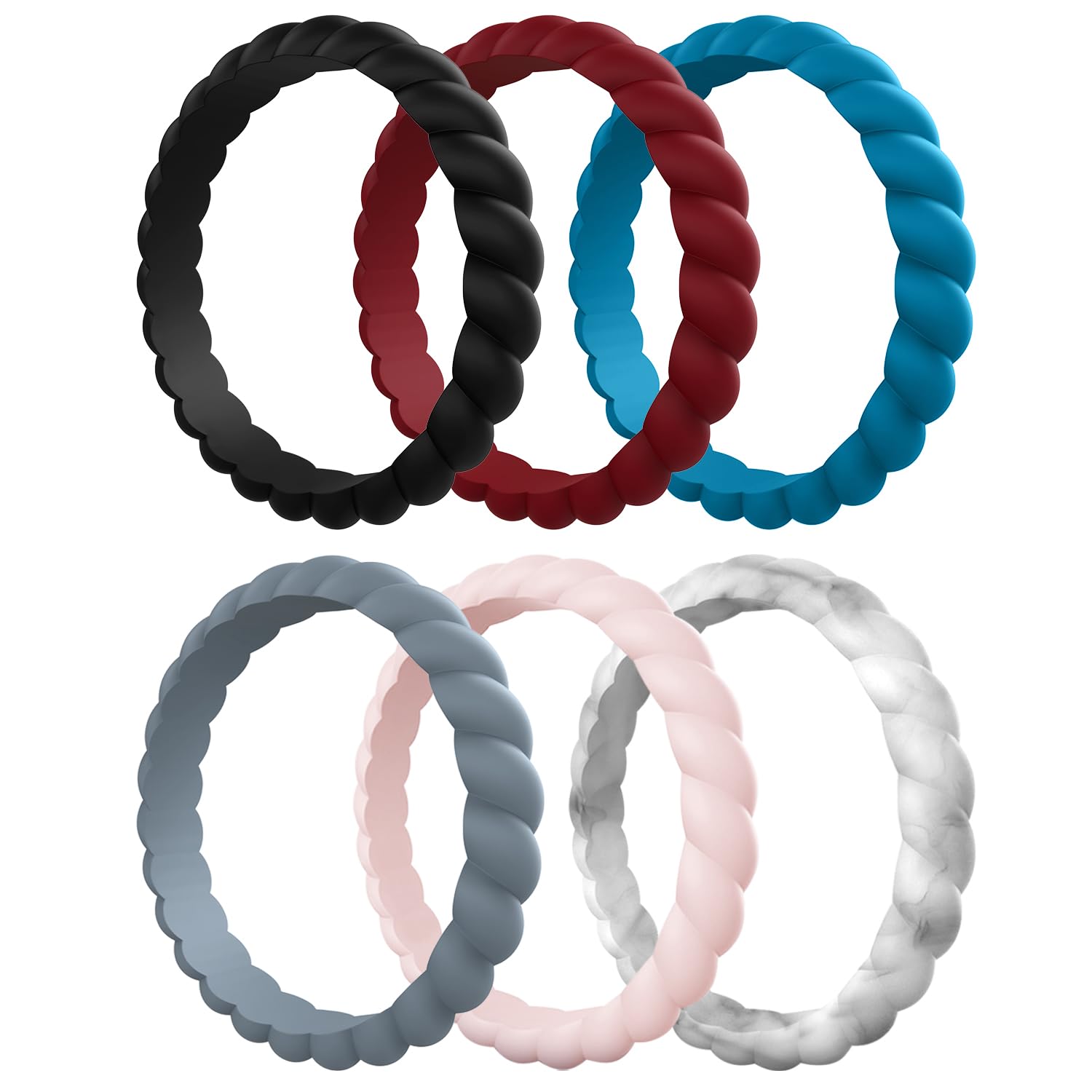 Egnaro Women's Silicone Anniversary Wedding Ring 2.5mm Wide 1.8mm Thick