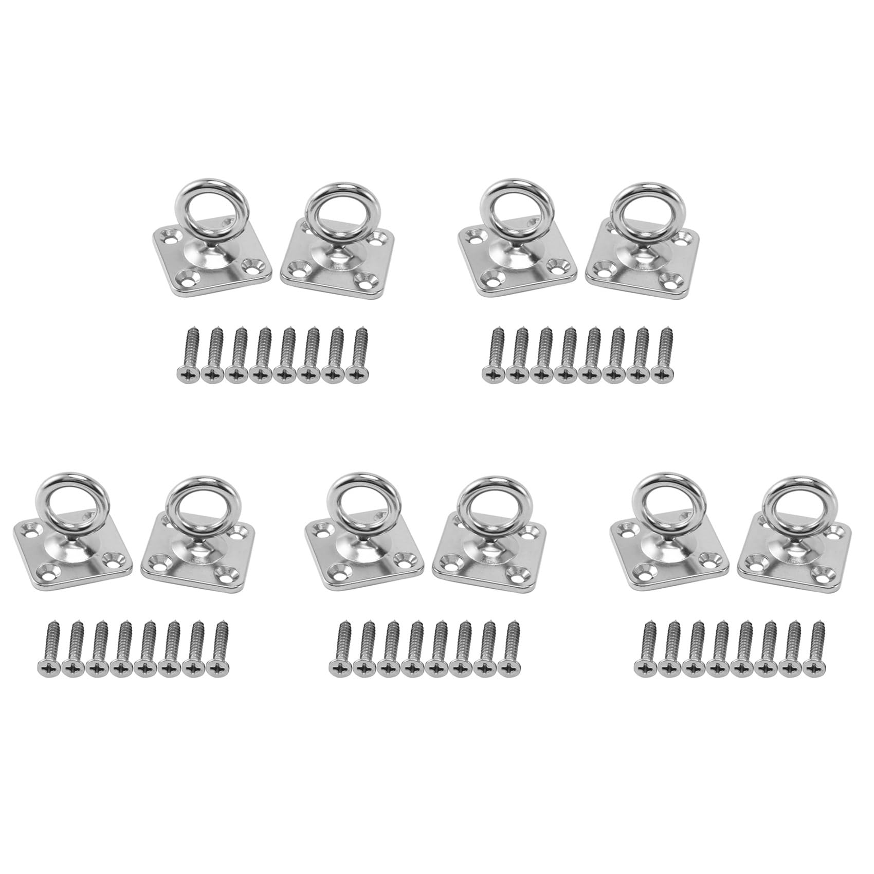 Hndhbfgrt 10Pcs Square Swivel Pad Eye Rotatable Ceiling Hook Wall Mounted Hook Stainless Steel Eye Pad Plate(with Screws)