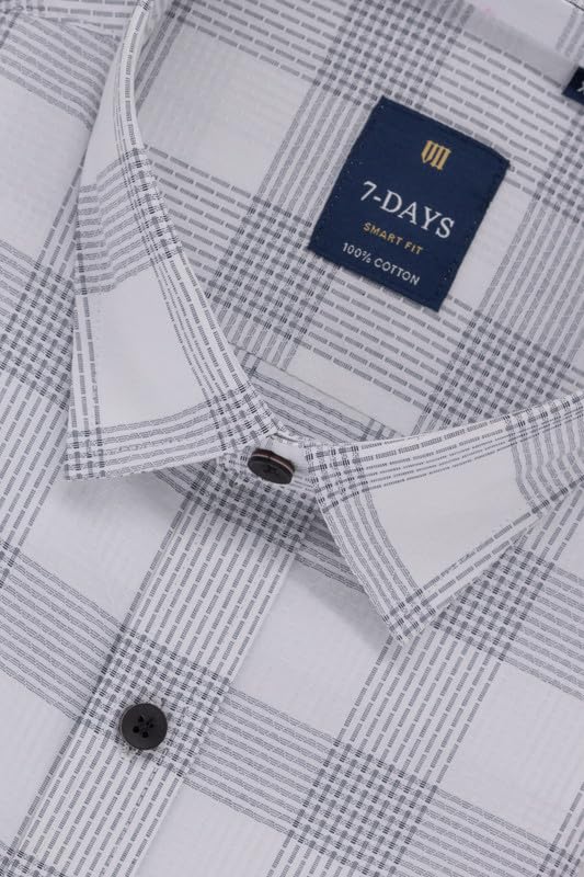 Image of 7-DAYS Men's Premium Check Shirt - 100% Cotton, Tailored Fit (Between Slim & Regular), Full Sleeve, with Pocket - Smart Office & Casual Look