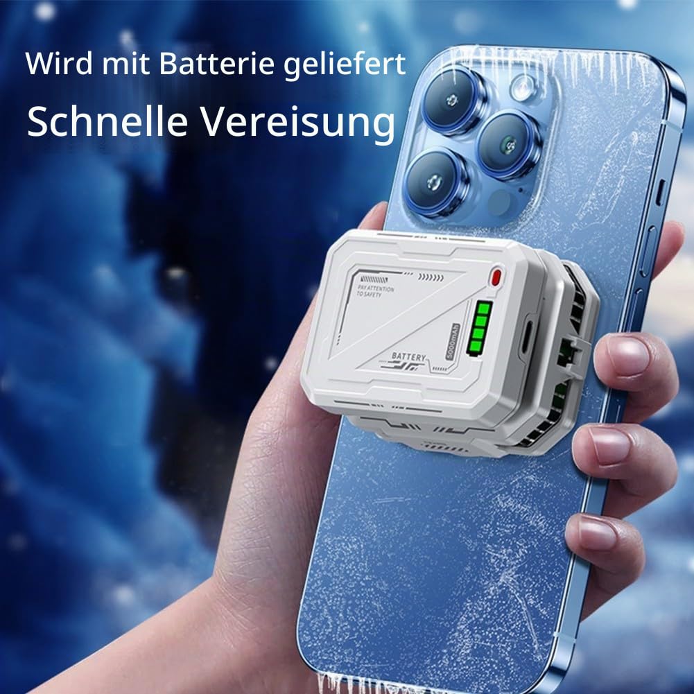 Handy-Kühler, 15 W magnetischer Telefonkühler mit wiederaufladbarem Akku, schnelle Kühlung, Power-Anzeige für Handys, Tablets und iPads, 56 x 44 mm (3000 mAh)