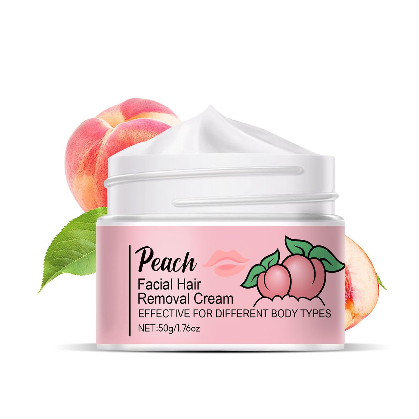 Facial Hair Removal Cream,Peach Facial Depilatory Cream for Upper Lip and Chin,Gentle Facial Hair Removal Painless Hairs Removers for Body Face Lips