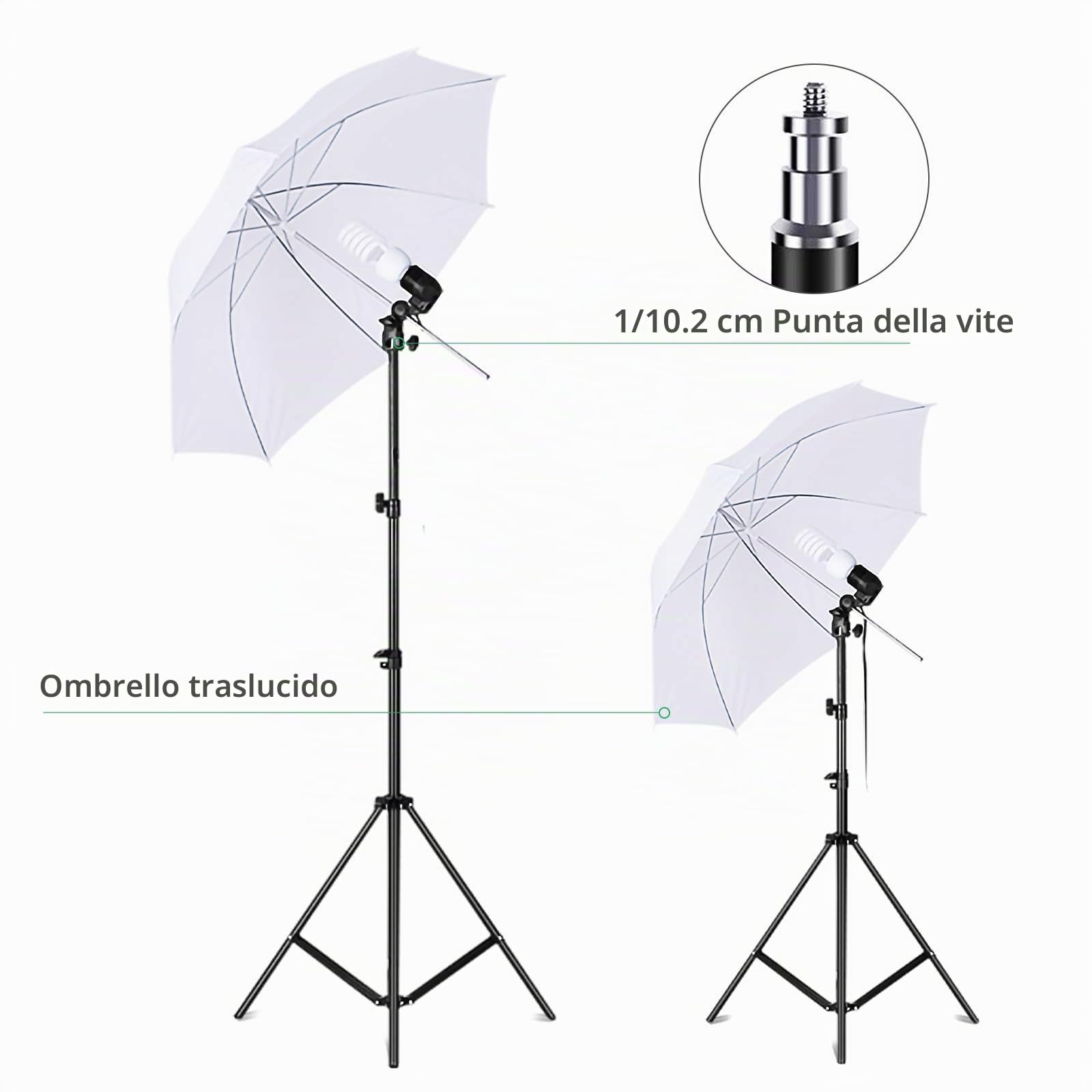 Andoer Set Fotografico, Studio Fotografico Kit di Illuminazione 1.8x 2.8m/6x9ft con Sistema per Sfondo 135W 5500K Ombrello Softbox Softbox kits 5in1 Reflector for Photo Studio Fotografia Video