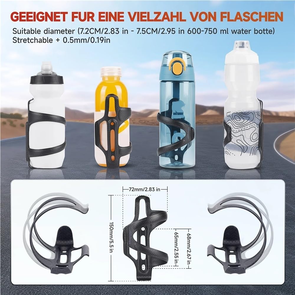 Soporte Vasos Motocicleta Portabotellas De Fibra Carbono para Bicicleta, Jaula con Apertura Lateral, Equipo Ciclismo Ligero para Montaña