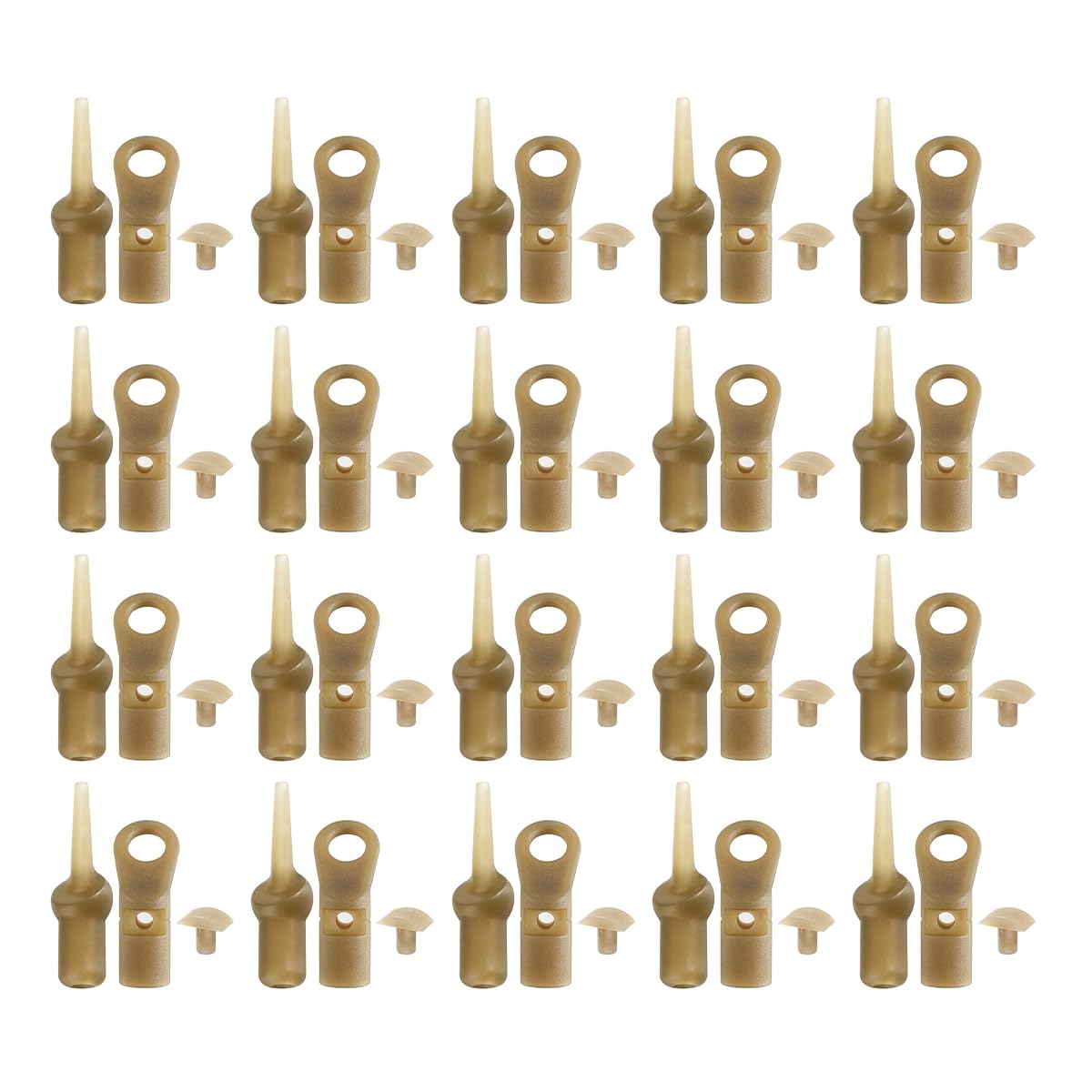 Nicear 20Sets Carp Angled Run Ring Set – Main Line Rig for Rivers/Lakes (20 Each Beads, Buffer Beads, Pins)