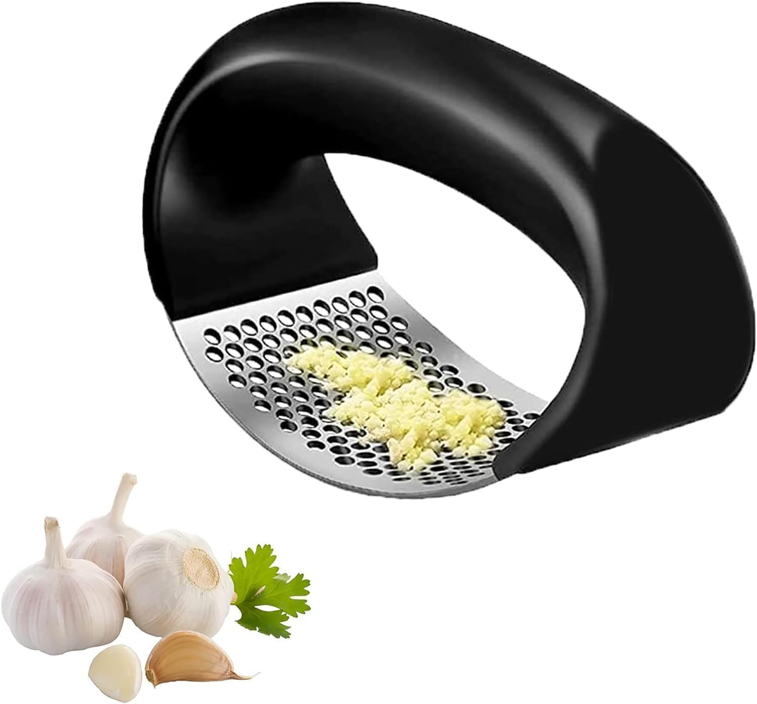 Garlic Press Crusher Kitchen Rocker | Stainless Steel Ginger Crusher/Mincer/Peeler, Soft Handle, Handy Presser Quick Squeeze, Easy to Use & Clean Professional Kitchen Tool UK