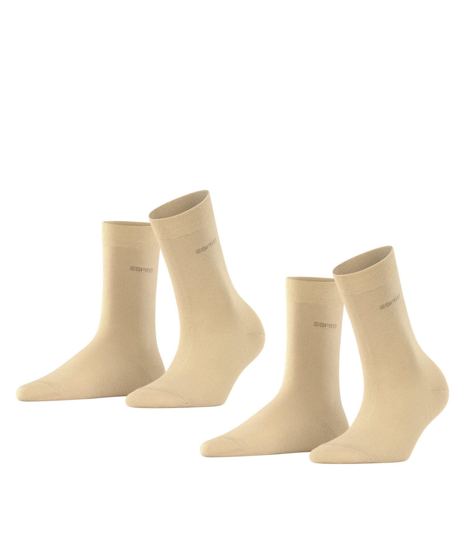 Esprit Women's Beige Cream 4011 Basic Easy Multipack W So Cotton Plain 2 Pairs Socks, 2.5-5