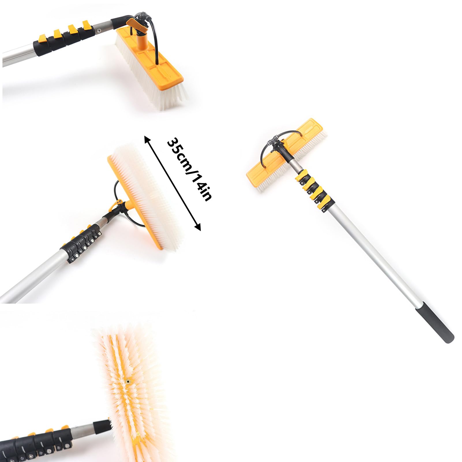 Window Cleaning Equipment, Solar Panel Cleaning Kit Window Cleaning Kit, Extendable Window Cleaning Pole, Foot Water Hose Fed Pole Ing Brush Equipment Water Fed And Solar Panels,30cm Brush H