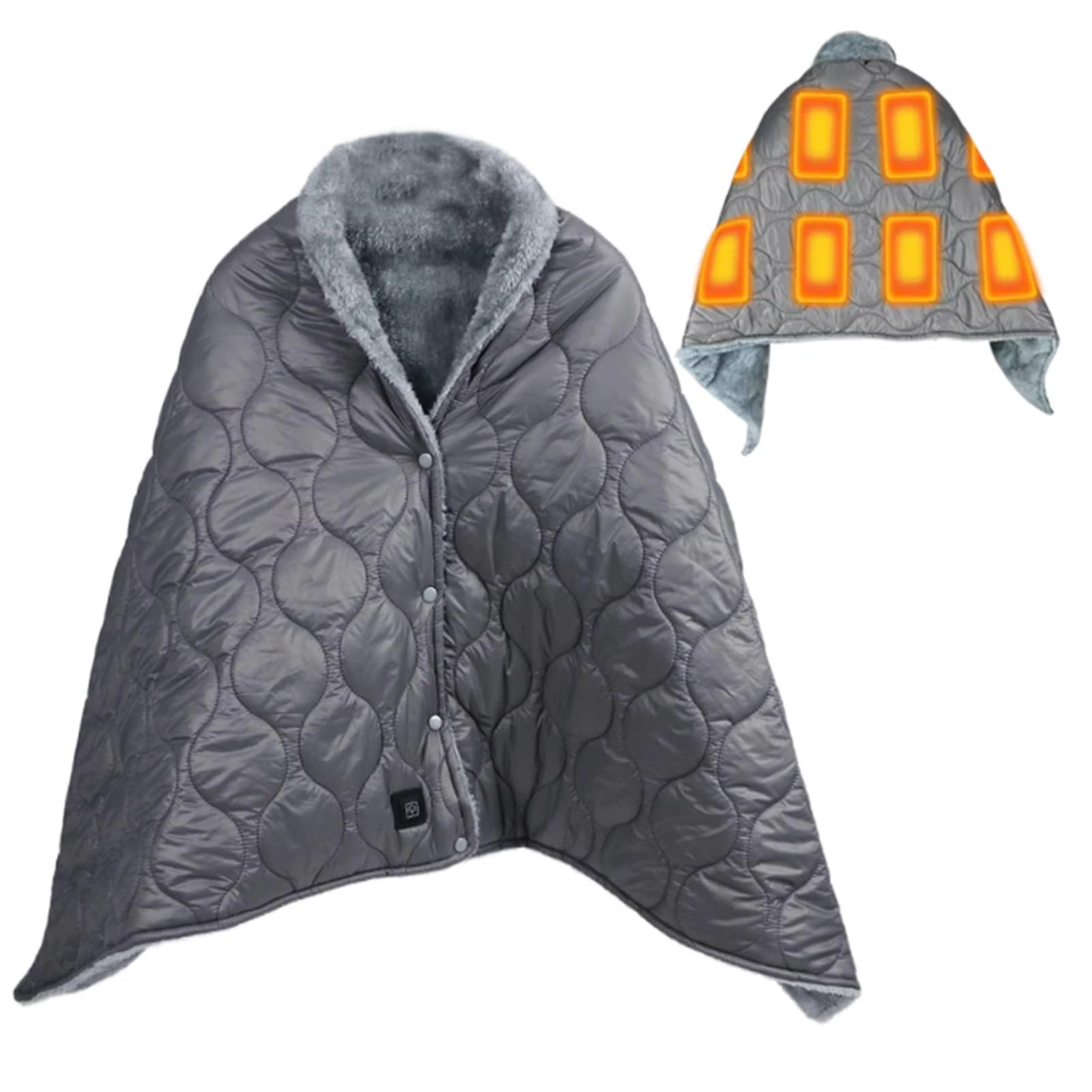 Scialle Riscaldante Elettrico, Coperta Riscaldante Elettrica Portatile Senza Fili 3 Livelli Di Riscaldamento Coperta Lavabile per Freddo Dormire Lavorare Viaggiare Campeggio (Grigio)
