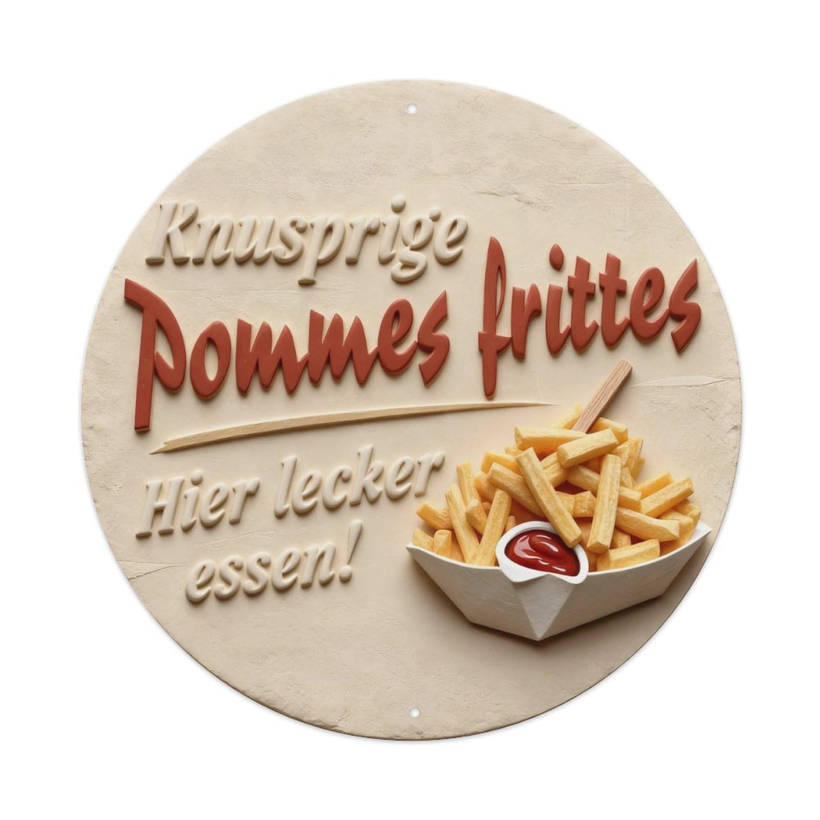 Crispy French Fries Here Tasty Food Round Metal Tin Sign Vintage Wall Decor, Bar Garage Cafe Kitchen Home Wall Art Poster 8x8inches