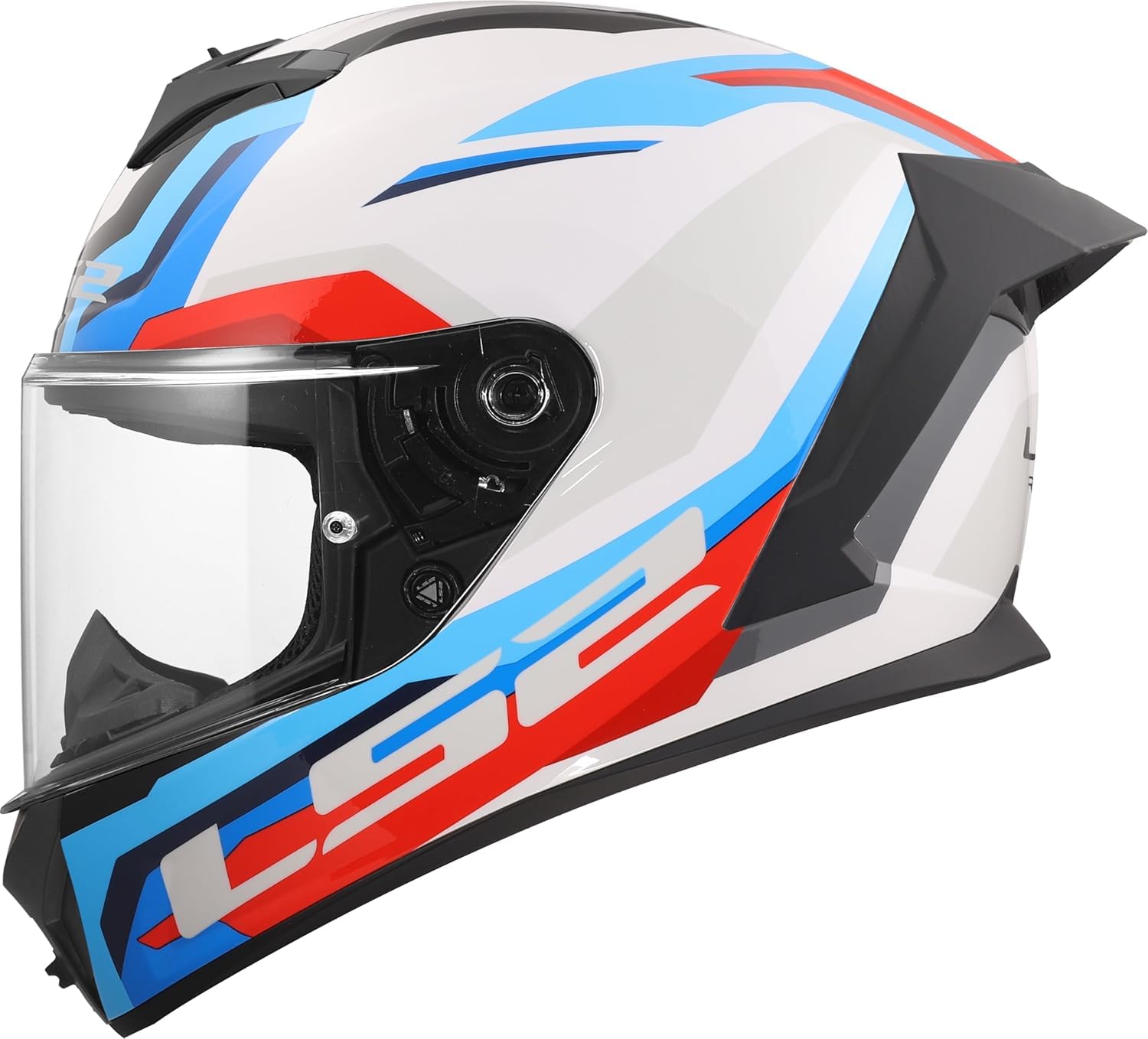 LS2 Helmets Casco Integral Modelo FF820 Rapid III Hyper Blanco Azul y Rojo Totalmente Homologado 22.06 (L 59/60)