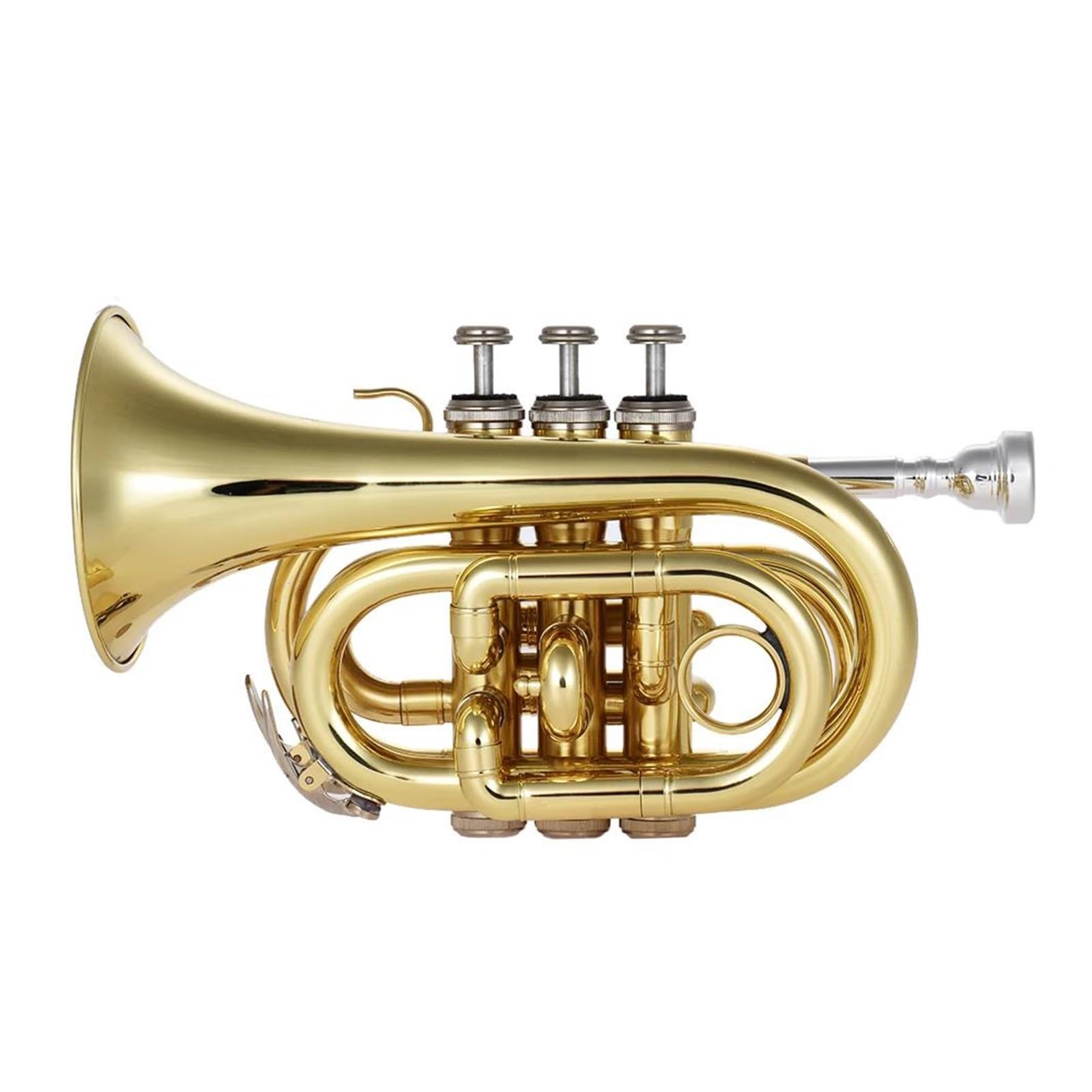 trąbka instrument Profesjonalny Instrument Dęty Blaszany B Bb Z Mosiądzu Kieszonkowego Z Akcesoriami Do Ustników, Twardą Obudową
