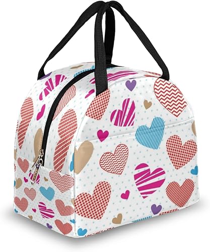 Love Heart Lunch Tote Bag for Women Adult Men Abstract Insulated Lunch Box Small Leakproof Cute Lunchbox Cooler Bag Reusable Lunch Bag for Work