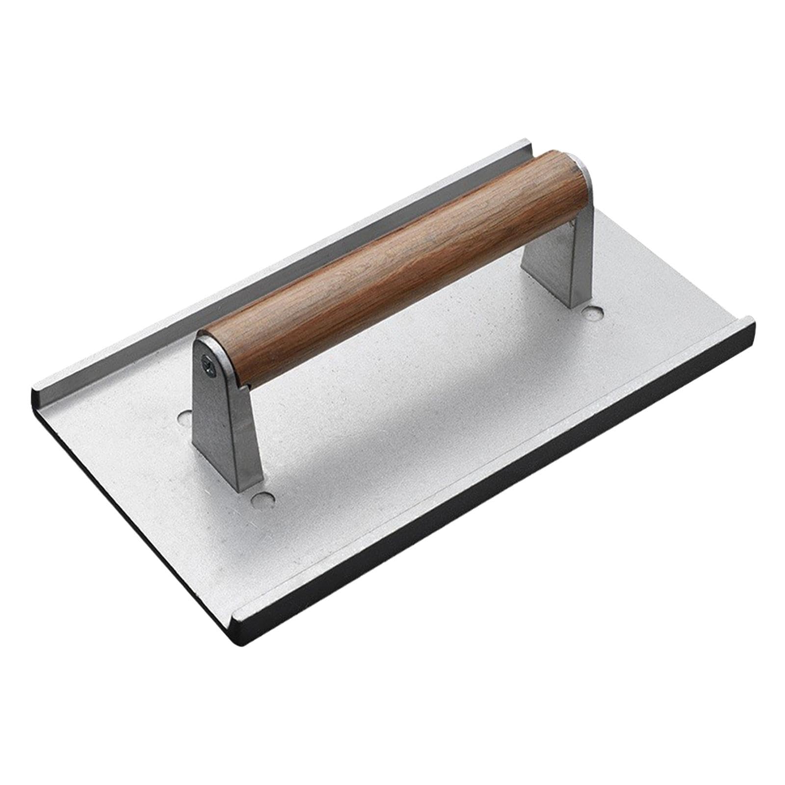 Press Rettangolare Hamburger Press Smasher Patty Maker in Lega di Alluminio Manico in Legno Fondo Scanalato Adatto per Cucina Barbecue, 22,8 cm x 13 cm