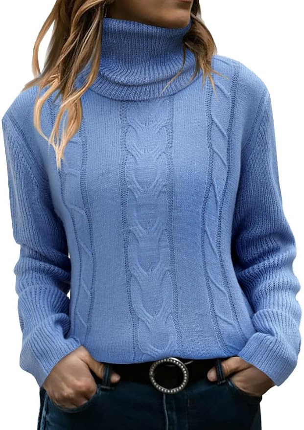 MIXSHE Womens Cable Knit Turtleneck Sweater