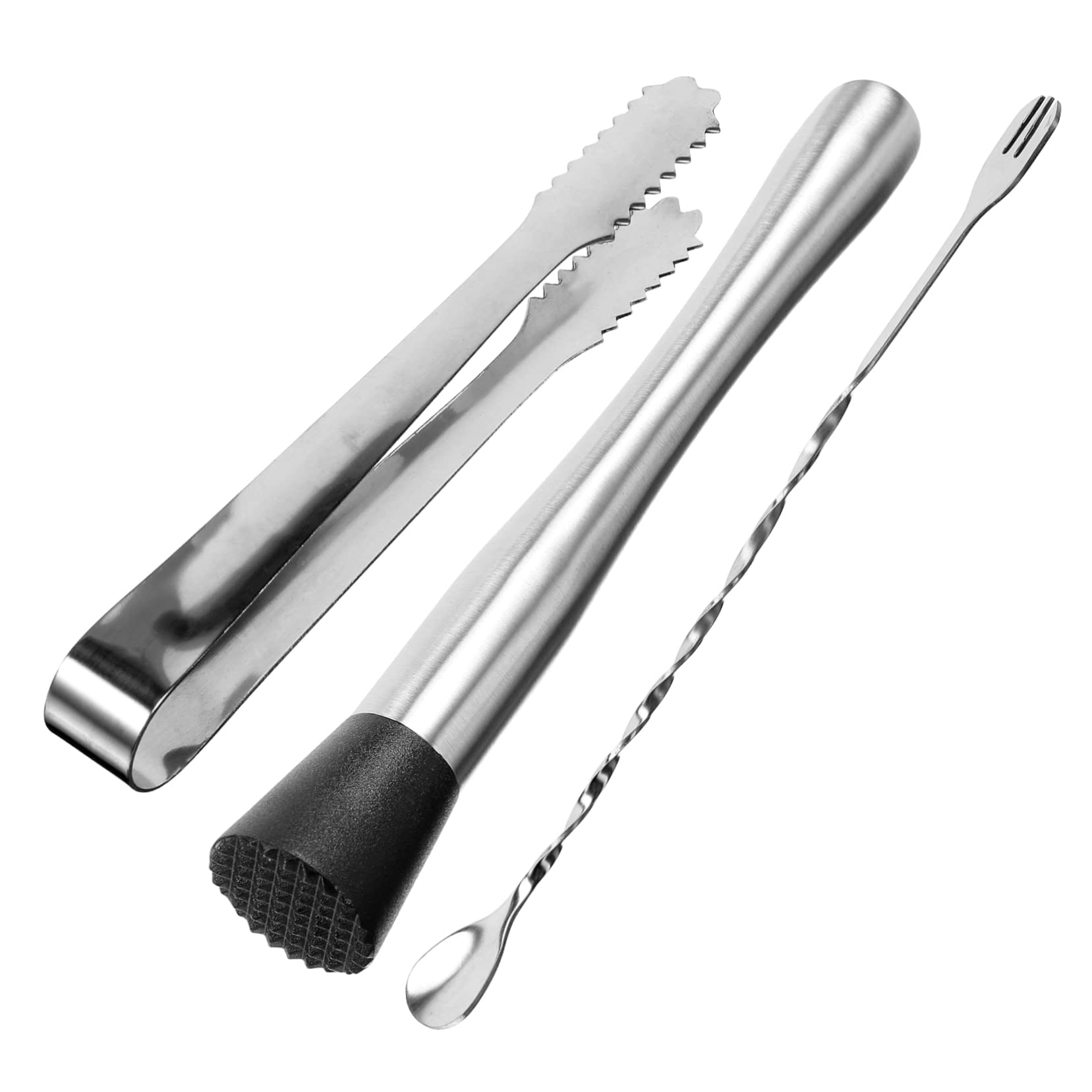 Healifty 1 Set Cocktail Muddler Muddler Bar Spoon Ice Tongs Stainless Steel Mixing Tools for Mojitos Fruit Drinks Ice Crushing Easy to Accessories