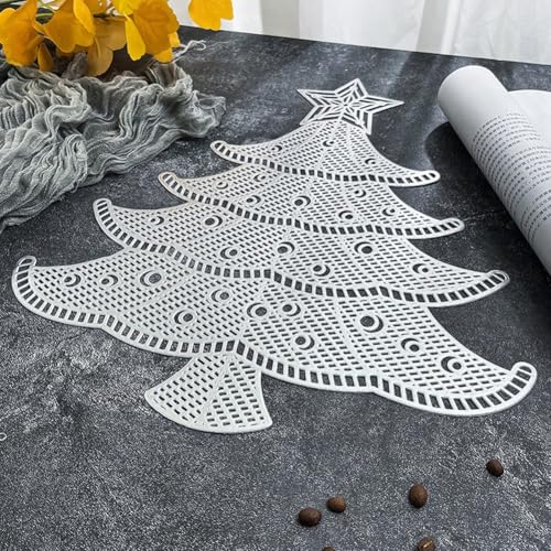 Napperon d'arbre de Noël tapis de table isolé évidé PVC de maison - 7