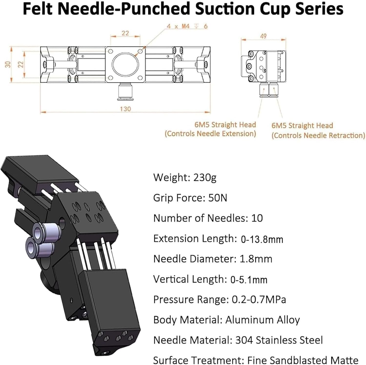 Clip de aguja neumático, pinzas en forma de V, abrazadera de aire 50N, carrera de 0-13,8 mm, aguja de 1,8 mm para automatización de embalaje