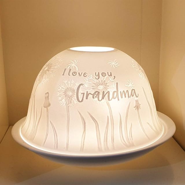 Nordic Light Tealight Candle Holder for Grandma, Set of Shade & Plate, Living, Dining Room Table, Home Decor Accessories-Porcelain-One Size, White Patterned