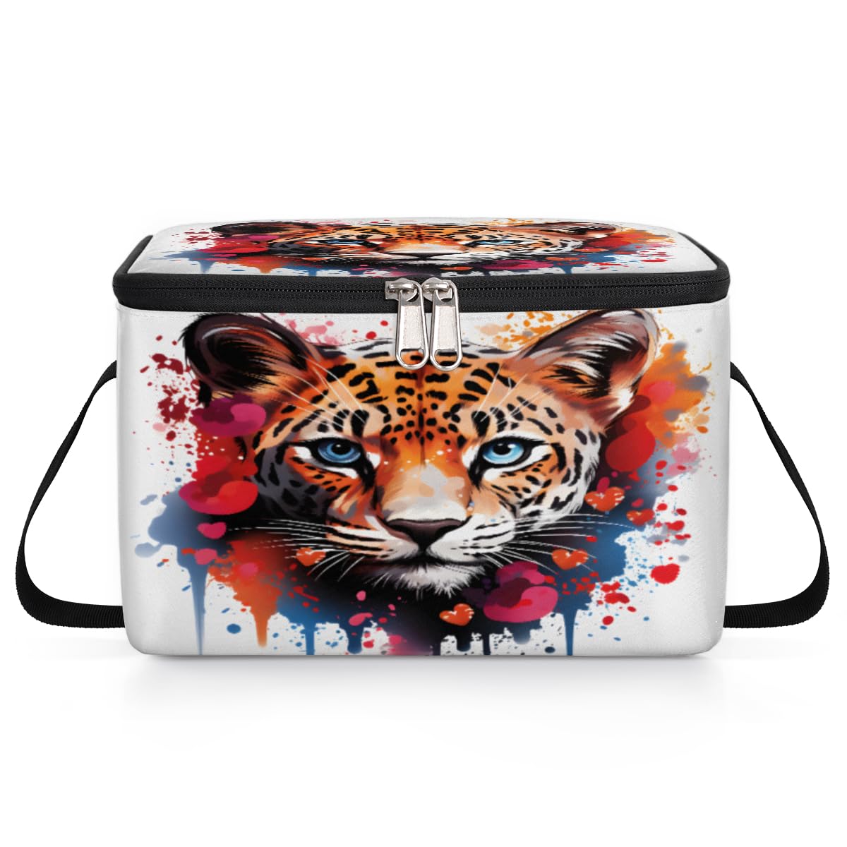 Tiger Lunch Bags for Women Men 9 Cans, Hot & Cold Food Delivery Bag Insulated Grocery Bag Insulated Lunch Box Watercolor Tiger Cooler Bag for Office Work Picnic Beach