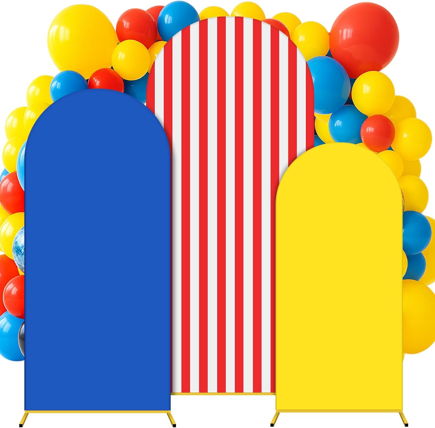 3 Pcs Carnival Party Arch Backdrop Cover Set 4Ft 5Ft 6Ft Carnival Birthday Party Decorations Polyester Arch Stand Cover for Photo Props Cosplay Wedding Baby Shower Backdrop Decor Carnival Party 4Ft,5Ft,6Ft
