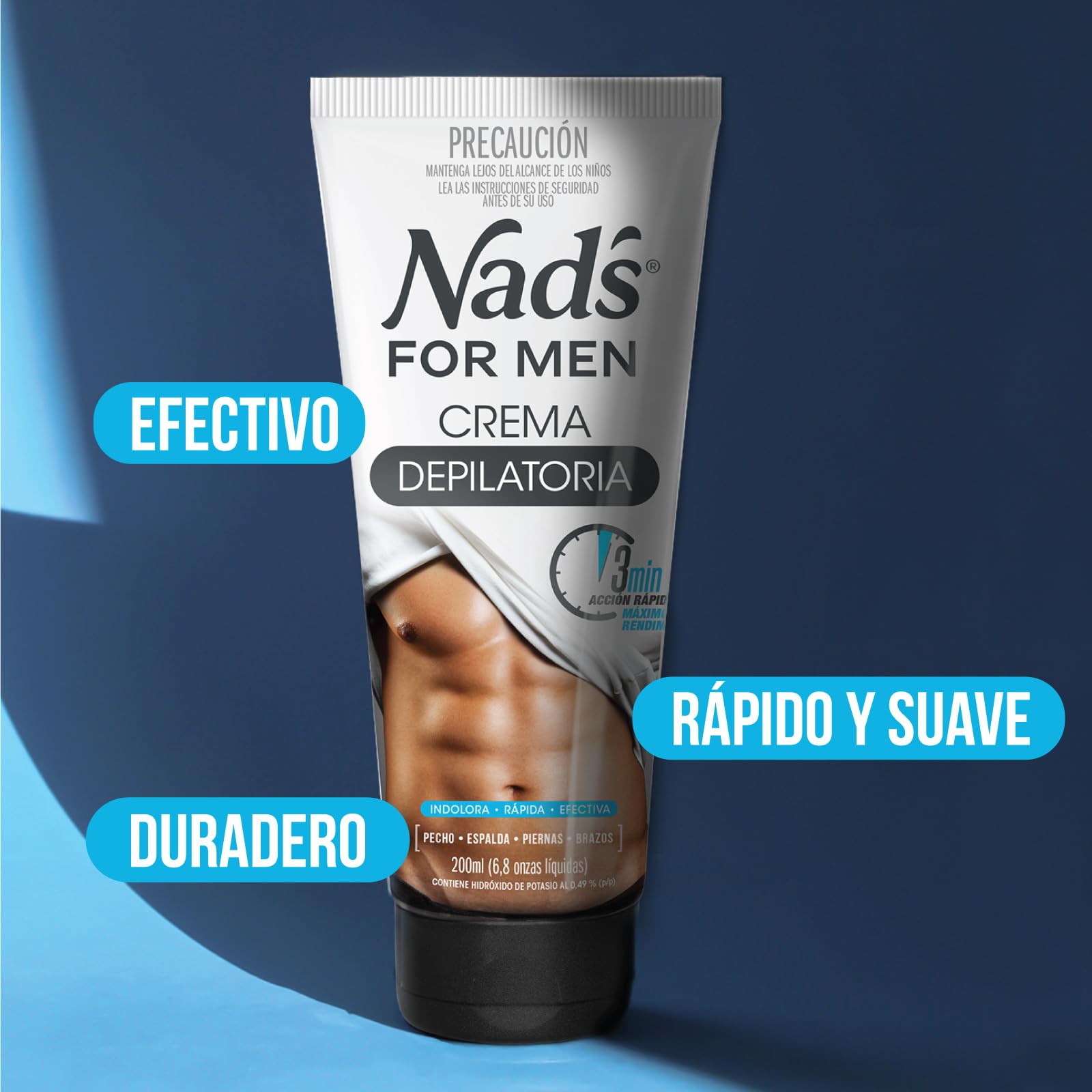 Nad's For Men Krem do depilacji ciała dla mężczyzn, klatki piersiowej, pleców, nóg i ramion, 200ml