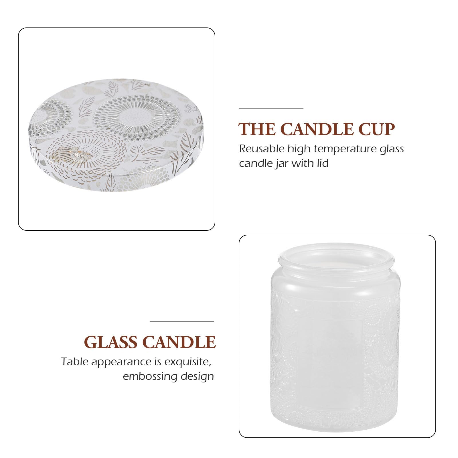 EXCEART 6 Piezas Tarro de Vidrio para Velas, Blanco, Redondo