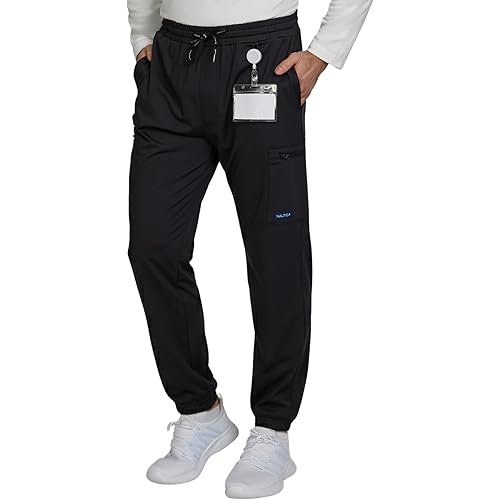 NAUTICA Mens Scrub Pants – Joggers Scrub Pants for Men with Athletic Yoga Fit, Comfortable Men Scrubs for Medical & Work Use