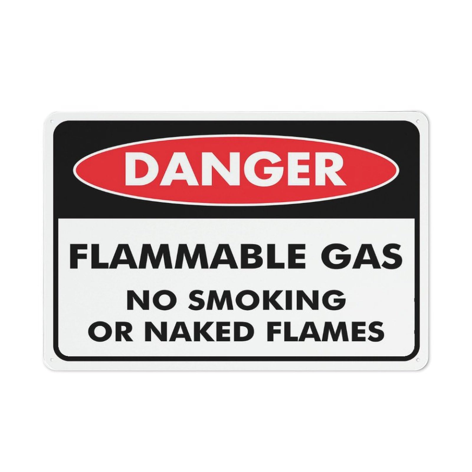 Danger - Flammable Gas (No Smoking Or Naked Flames) Sign, 8x12 Inch UV-Ink Printed Aluminum for House & Business