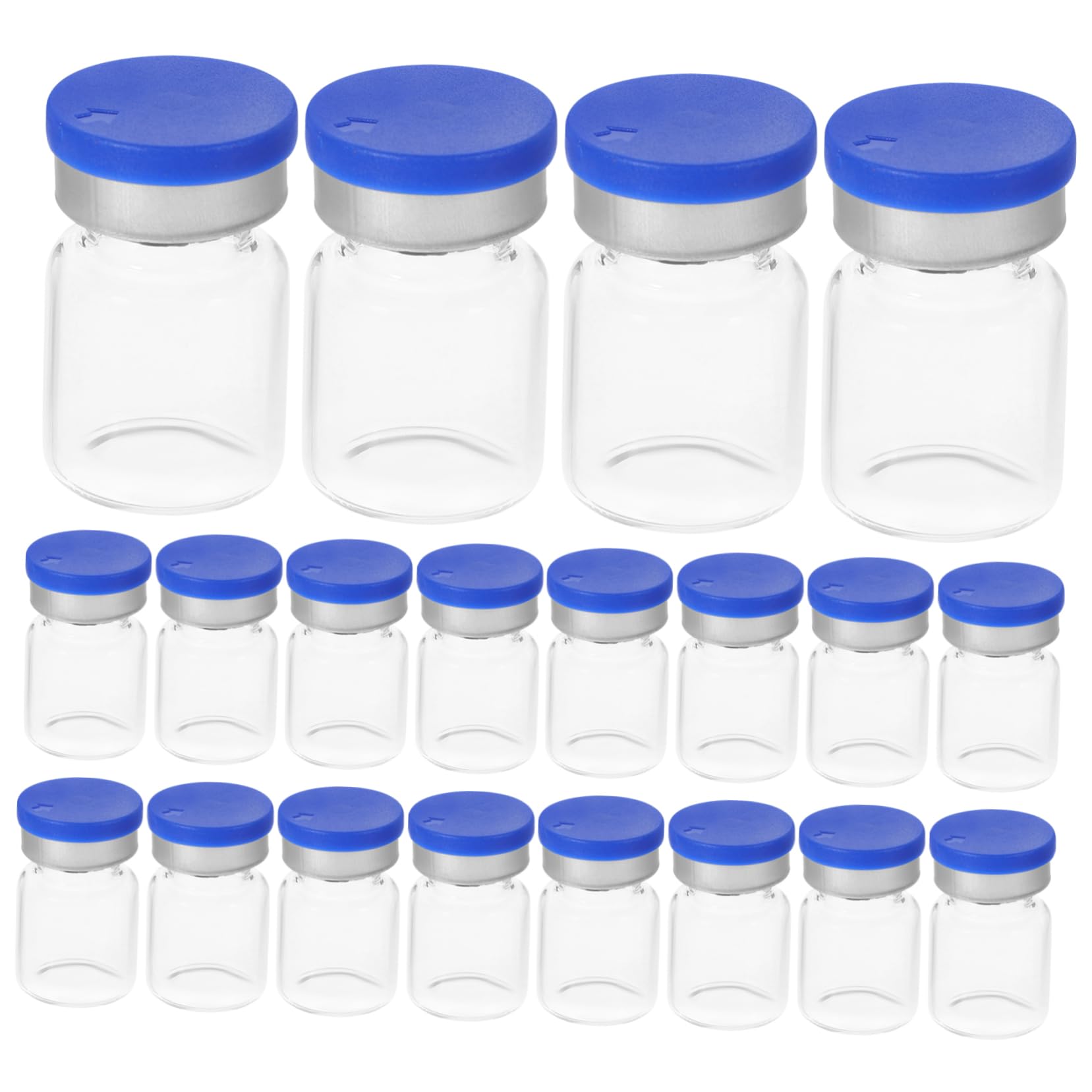 JECOMPRIS 20pcs Small Pill Containers Lids Glass Vials Bottles for Essential Oils Powder Pharma Use
