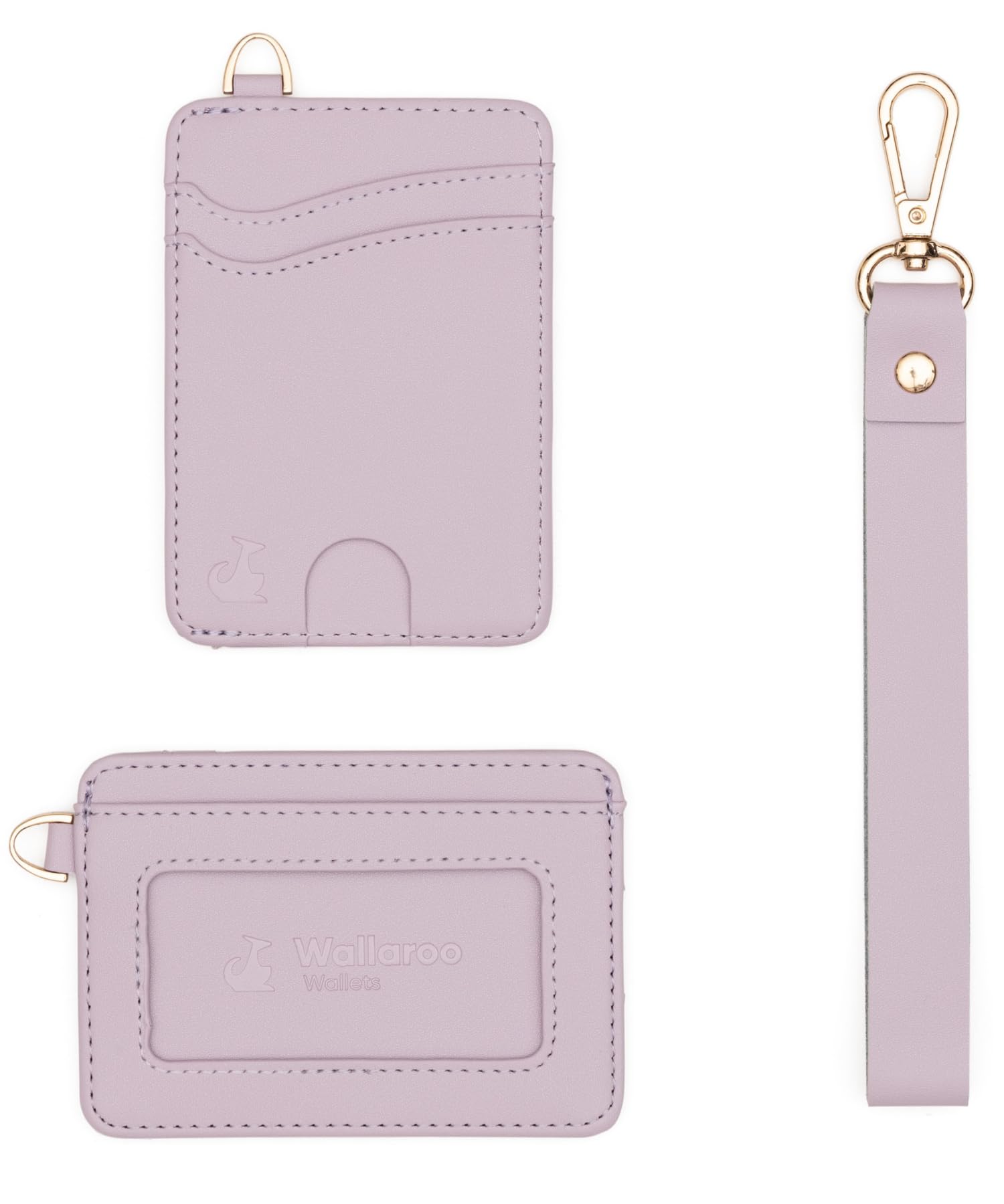 Premium Leather Women's Wristlet Wallet Slim Card Holder for Credit Cards, ID, and Cash - Minimalist Slim Style with Non-Slip Lining and Wrist Strap Lavender Pink