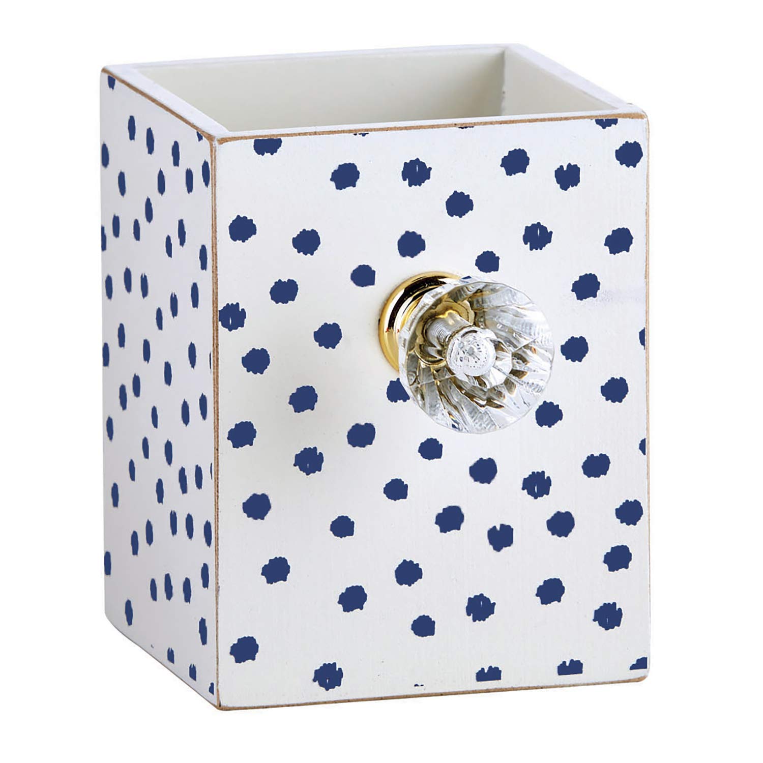 SB Design Studio Michel & Co. Desk Top Pen and Pencil Holder, Navy Polka Dot