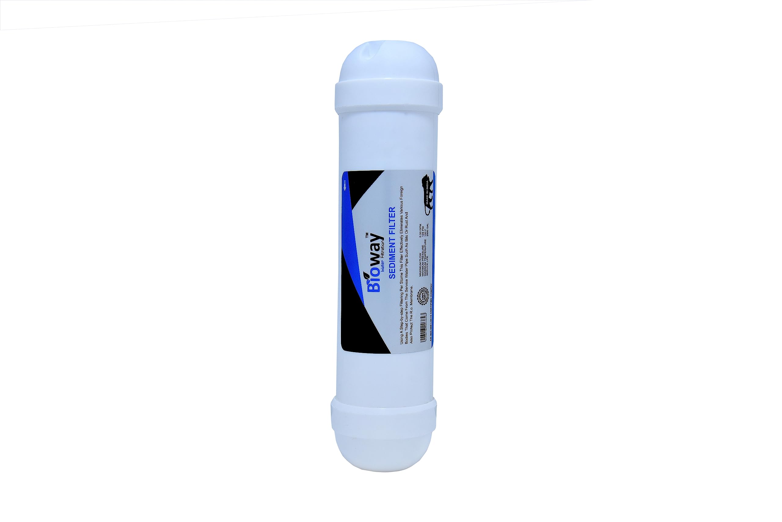 BIOWAY Carbon Filter with 2 Piece Push Fit Elbow Inline Filter Suitable for All RO Water Purifiers (Sediment Thred)