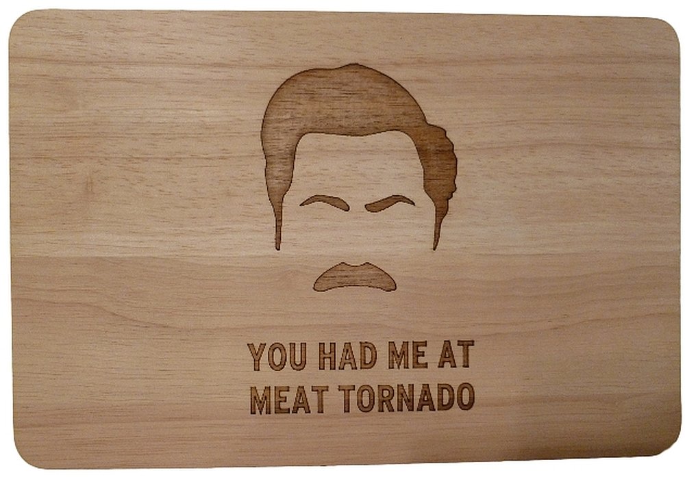 Fastcraft Ron Swanson Meat Tornado Gift Wooden Chopping Cutting Cheese Board Place MAT Engraved Wood Baking Present (Premium Hardwood 30x20x1.5 cm)