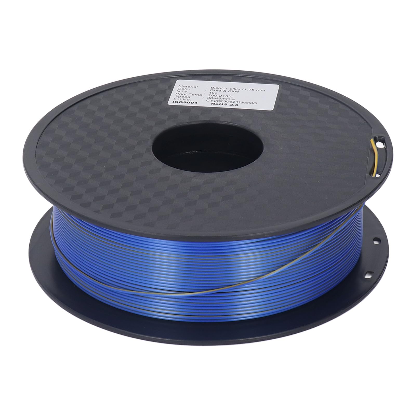 1.75 mm dos colores de seda filamento dorado azul 3d impresión consumible 30 45 mm/s velocidad para diseños exquisitos