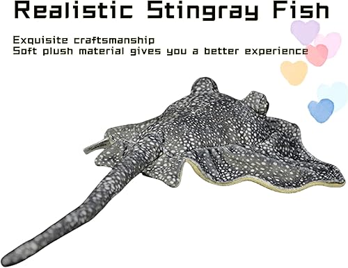 Miniatura 4 de Peluche realista de pez de mantarraya, 19 pulgadas, animal de peluche realista de leopardo, suave juguete de peluche, regalo de mantarraya, regalos