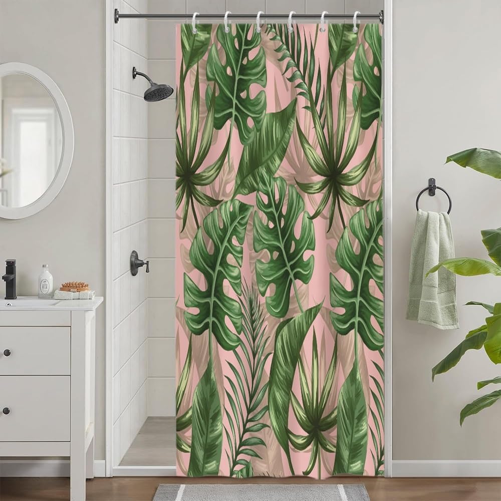 Cortina de Ducha de Hoja Eucalipto, Cortinas de Ducha Verde Oro Abstracto Planta Cortinas de Baño Antimoho Impermeable Lavable Tejido de Poliéster Cortina Ducha con 12 Ganchos 120x200cm — view 109