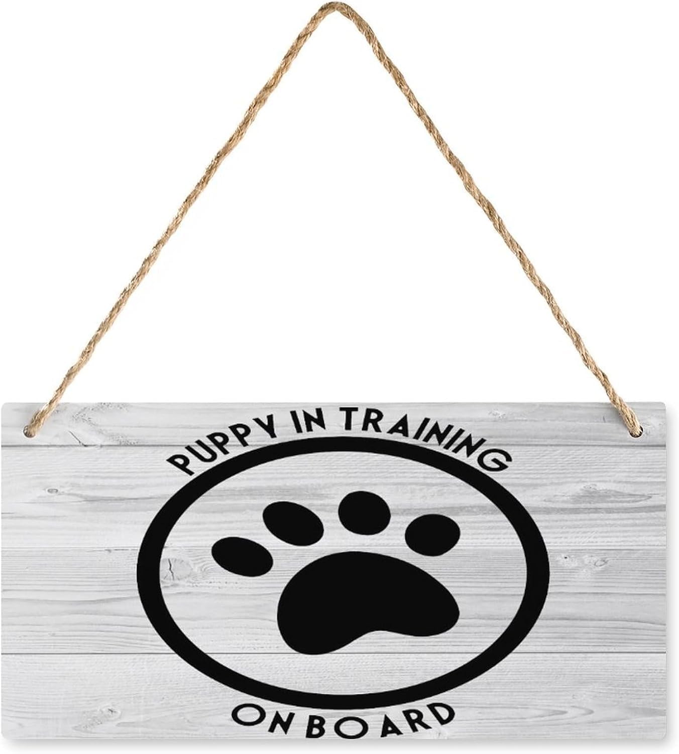 Pibonto Women's Wall Art Wood Hanging Decor Puppy In Training On Board Wooden Sign, Home Decor Sign, Hanging Printed Wooden Plaque Decor, Rustic Farmhouse Kitchen Wall Decor 5X10 Inch