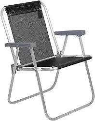 Bel - Cadeira de Praia Alta Lazy em Alumínio Preta