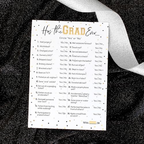 DISTINCTIVS Has The Grad Ever Graduation Party Game - 25 Cards, Class of 2025 Fun Graduation Party Games Ideas and Activities